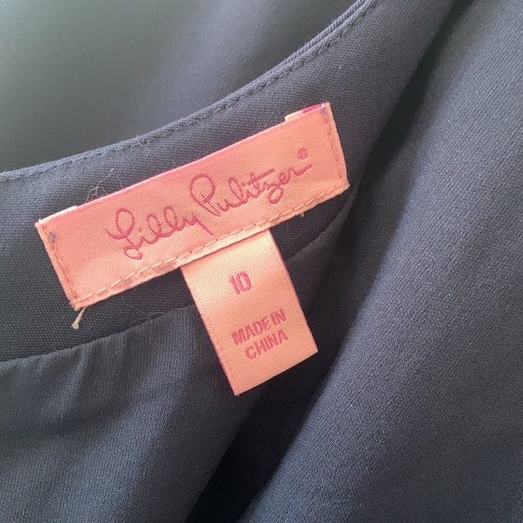 Lilly Pulitzer Pandora true navy muffin palm tree gold studded design dress - Picture 6 of 8